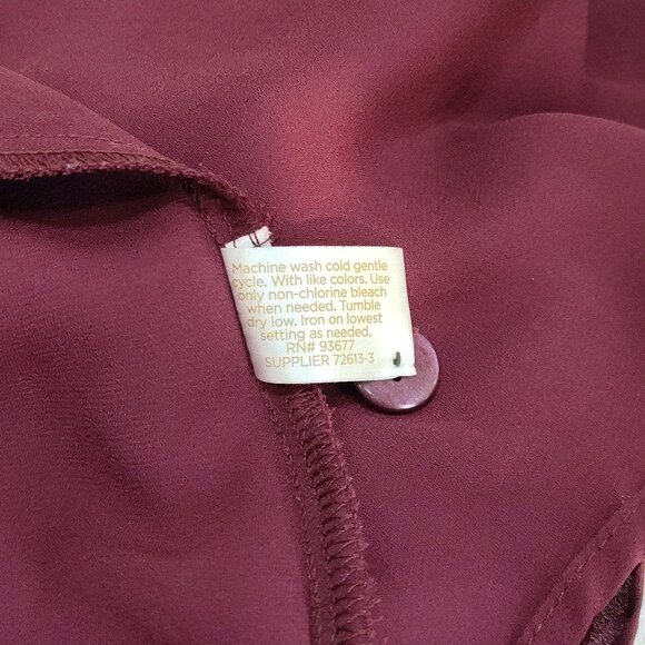 Decree Burgundy Roll Tab Sleeve Tunic Dress w/ Slip Small Casual Or Semi-Formal - Picture 7 of 7